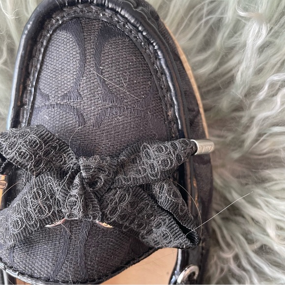 Coach Black Lace Bow Loafers - Picture 3 of 8